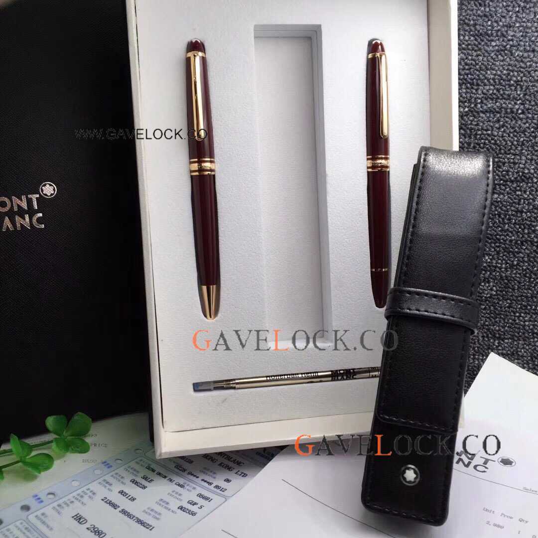Buy AAA Mont Blanc Meisterstuck Red-Gold Ballpoint, Rollerball, Refill and Pen Pouch Set Buy AAA Mont Blanc Meisterstuck Red-Gold Ballpoint, Rollerball, Refill and Pen Pouch Set